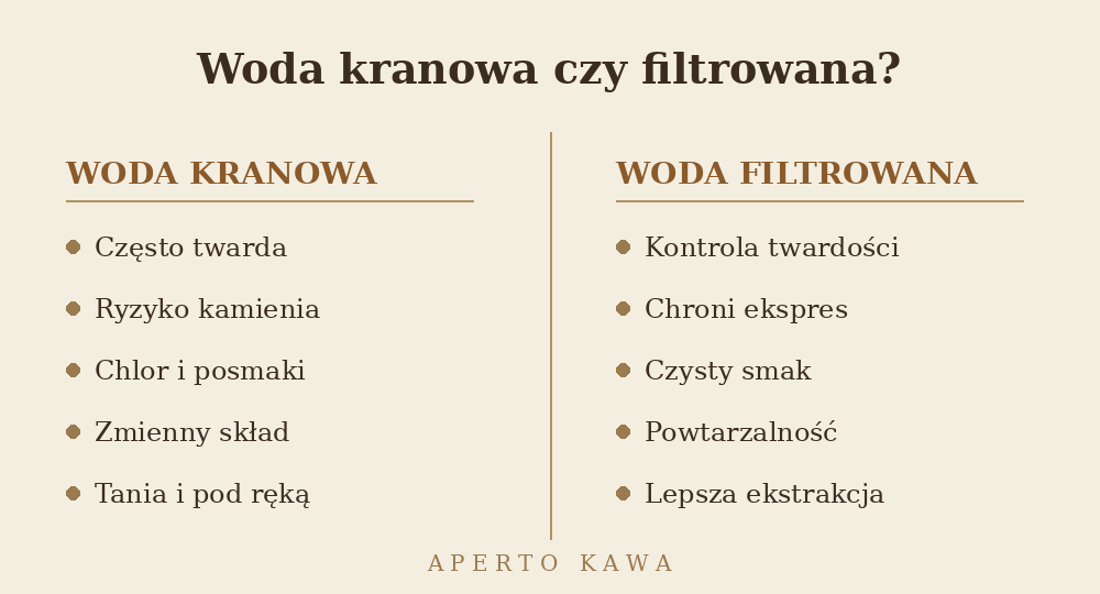 Porownanie wody kranowej i filtrowanej do parzenia kawy