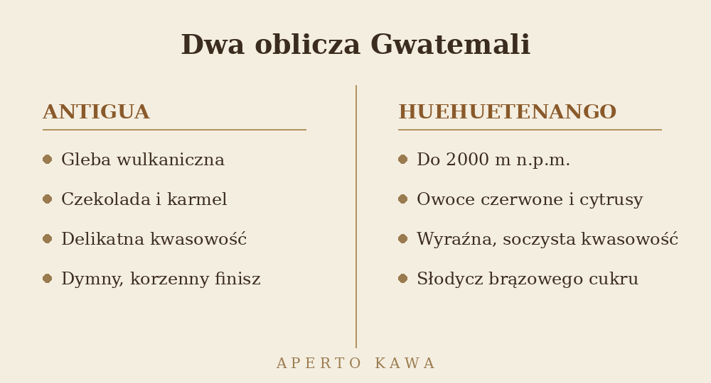 Porównanie regionów kawowych Gwatemali: Antigua i Huehuetenango